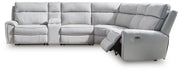 Social Pointe Pearl/Ash 6-Piece Reclining Sectional with Storage Console - PC98802S36