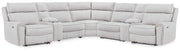 Social Pointe Pearl/Ash 7-Piece Reclining Sectional with Storage Consoles - PC98802S34