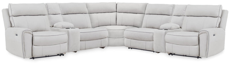 Social Pointe Pearl/Ash 7-Piece Reclining Sectional with Storage Consoles - PC98802S34