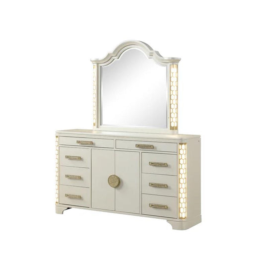 Sofia - 6 Drawers Beige Dresser with LED Light - B243-D