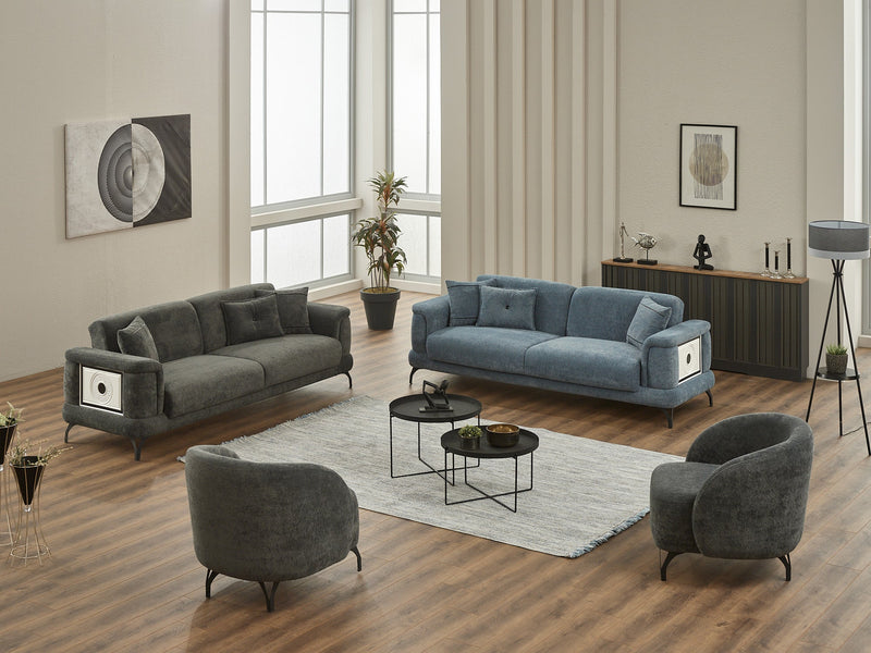 Sofy  3-pieces (Sofa & Loveseat & Chair) Livingroom in Anthracite - 200-SIM-SOF-ERATO16-321