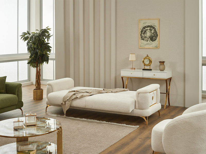 Sofy  3-pieces (Sofa & Loveseat & Chair) Livingroom in Cream - Green - 200-SIM-SOF-ERATO01-ERATO11-321