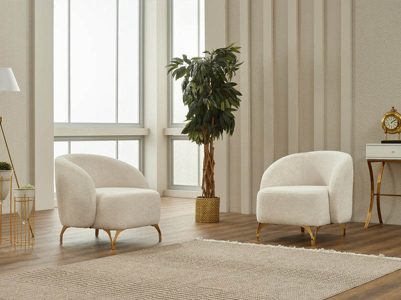 Sofy  3-pieces (Sofa & Loveseat & Chair) Livingroom in Cream - Green - 200-SIM-SOF-ERATO01-ERATO11-321