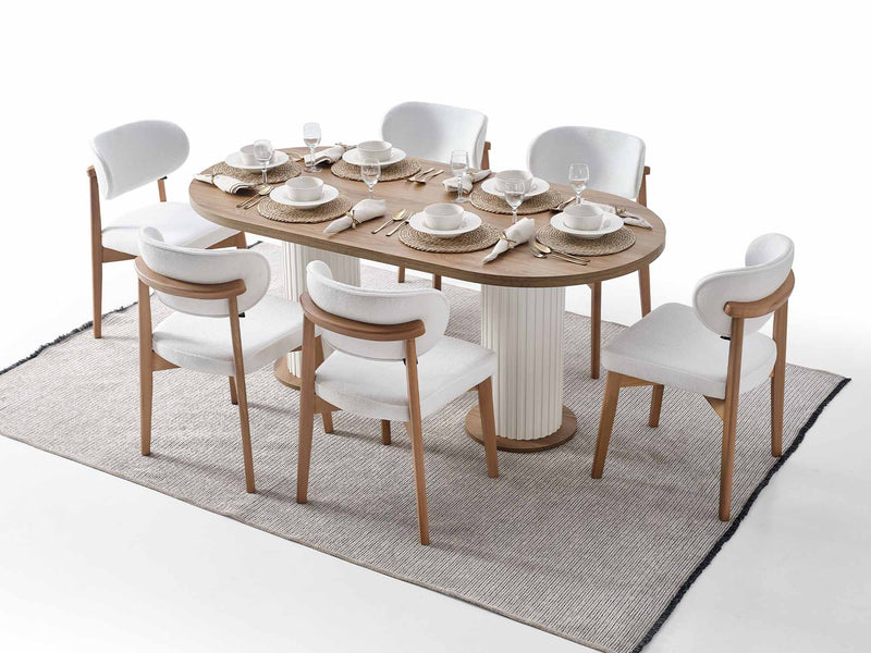 Sofya Diningroom (Consol With Mirror & Dining Table & 6 Dining Chair) - 200-ALT-SOF-DT-6-SET