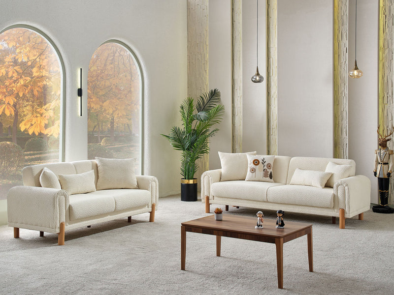 Soho 4-pieces (2 Sofa & 2 Chair) Livingroom Set Cream in Cream - 101-SOH-IST03-3311