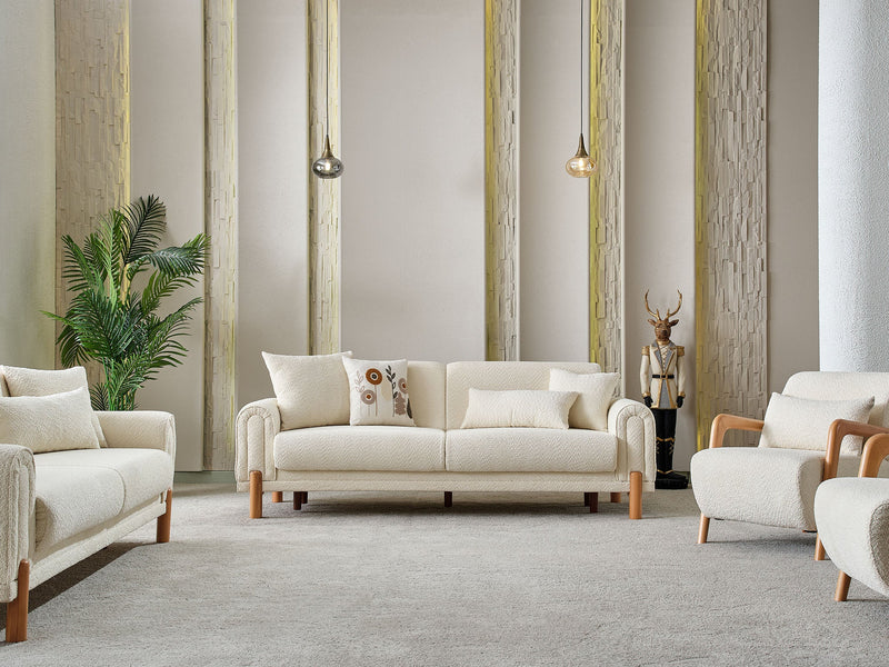 Soho 4-pieces (2 Sofa & 2 Chair) Livingroom Set Cream in Cream - 101-SOH-IST03-3311