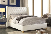 Soho White Bonded Leather Queen Bed White - Gate FurnitureQueen Bed