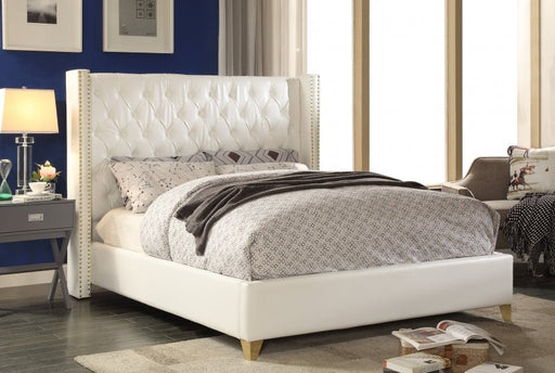 Soho White Bonded Leather Queen Bed White - Gate FurnitureQueen Bed