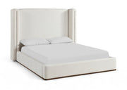 Solange Linen Textured Fabric Upholstered Full Bed in Cream - SolangeCream-F