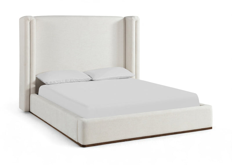 Solange Linen Textured Fabric Upholstered Full Bed in Cream - SolangeCream-F