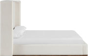 Solange Linen Textured Fabric Upholstered Full Bed in Cream - SolangeCream-F