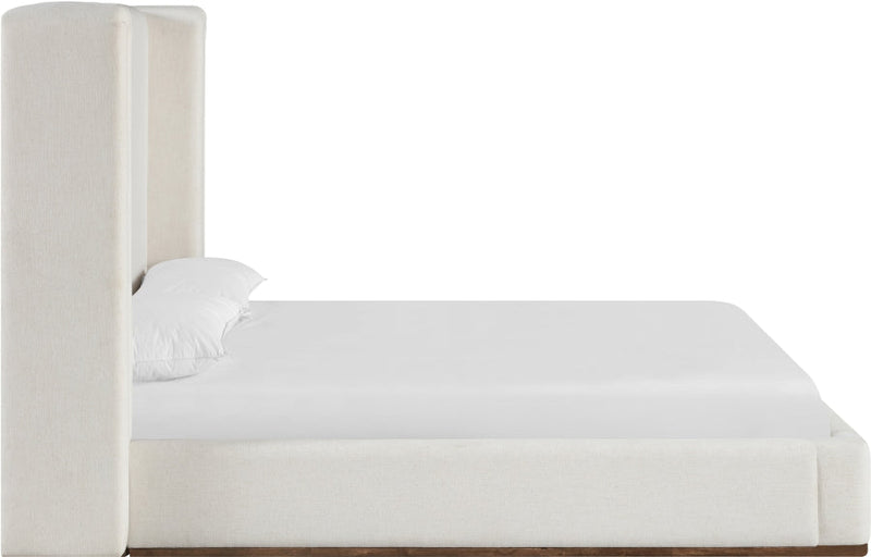 Solange Linen Textured Fabric Upholstered Full Bed in Cream - SolangeCream-F