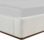 Solange Linen Textured Fabric Upholstered Full Bed in Cream - SolangeCream-F