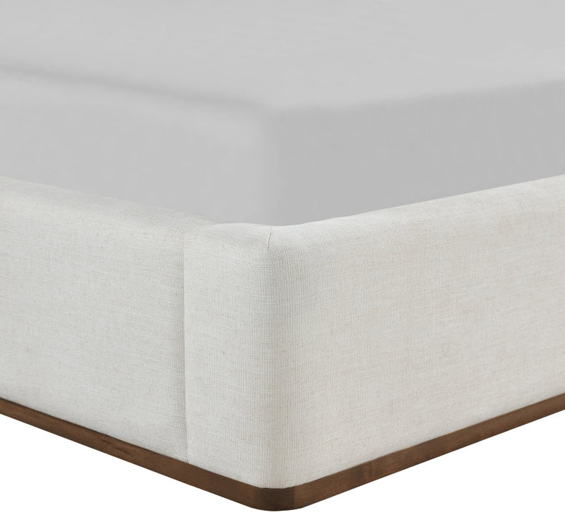 Solange Linen Textured Fabric Upholstered Full Bed in Cream - SolangeCream-F