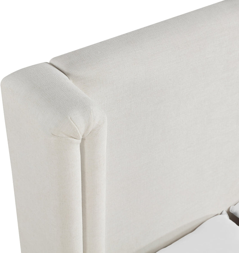 Solange Linen Textured Fabric Upholstered King Bed in Cream - SolangeCream-K