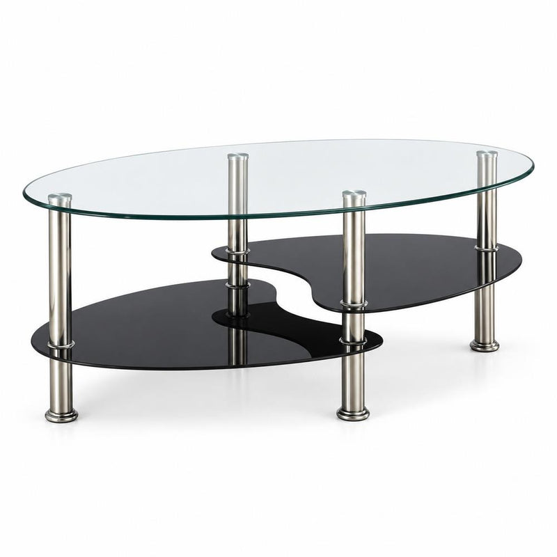 Solara - Black Coffee Table with Glass Top and Chrome Legs - T526-C-Table