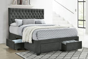 Soledad Upholstered Eastern King Storage Panel Bed Grey - 305877KE