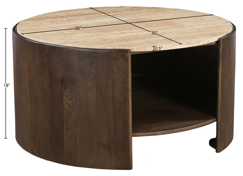Solstice Travertine And Mango Wood Coffee Table in Brown - 77016Brown-CT