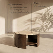 Solstice Travertine And Mango Wood Coffee Table in Brown - 77016Brown-CT