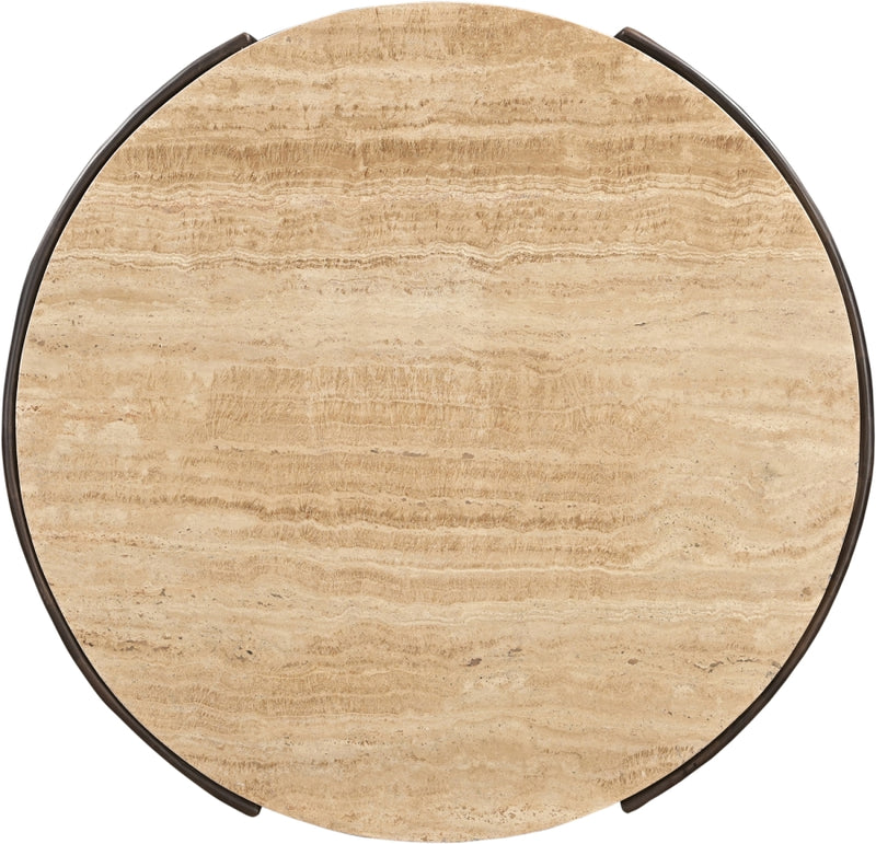 Solstice Travertine And Mango Wood Coffee Table in Brown - 77016Brown-CT