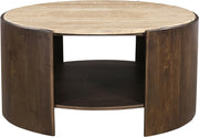 Solstice Travertine And Mango Wood Coffee Table in Brown - 77016Brown-CT