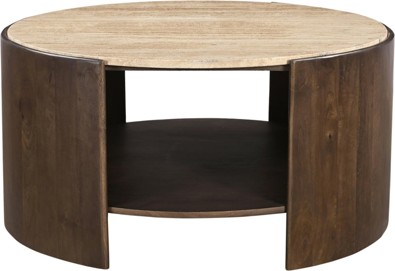 Solstice Travertine And Mango Wood Coffee Table in Brown - 77016Brown-CT