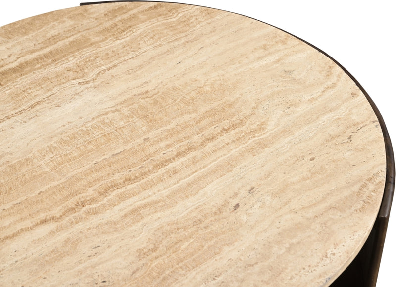 Solstice Travertine And Mango Wood Coffee Table in Brown - 77016Brown-CT