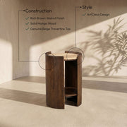 Solstice Travertine And Mango Wood End Table in Brown - 77016Brown-ET