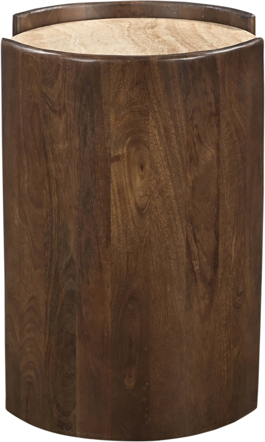 Solstice Travertine And Mango Wood End Table in Brown - 77016Brown-ET