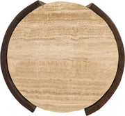 Solstice Travertine And Mango Wood End Table in Brown - 77016Brown-ET