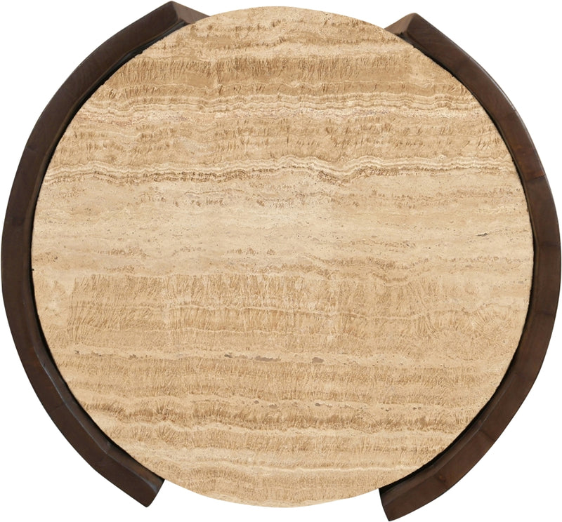 Solstice Travertine And Mango Wood End Table in Brown - 77016Brown-ET