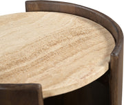 Solstice Travertine And Mango Wood End Table in Brown - 77016Brown-ET