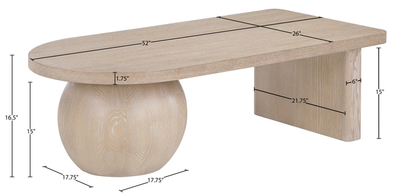 Solum Ash Wood And Oak Veneer Coffee Table in Natural - 22050Natural-CT