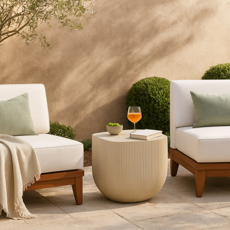 Sonara Concrete End / Side Table in Beige - 663Sand-ET