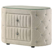 Sonya 2-drawer Upholstered Nightstand Bedside Table Ivory - 360112