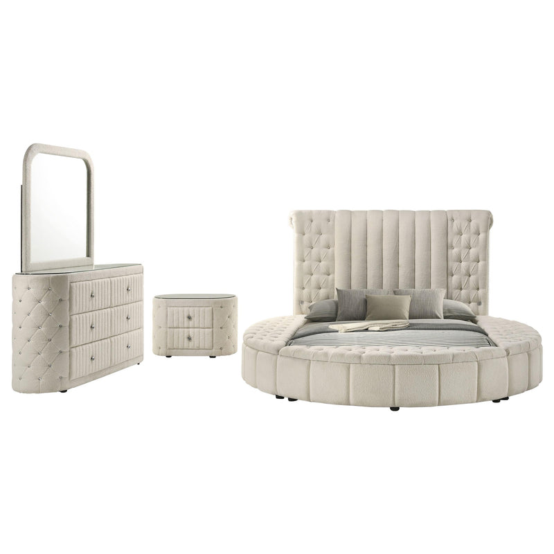 Sonya 4-piece Upholstered Queen Bedroom Set Ivory - 360111Q-S4