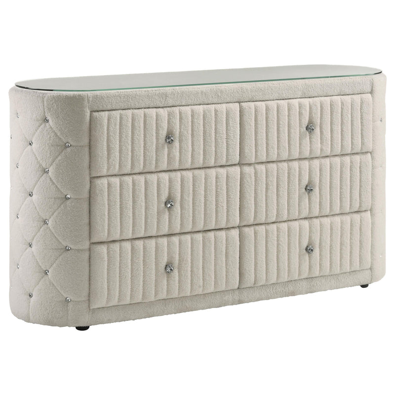 Sonya 4-piece Upholstered Queen Bedroom Set Ivory - 360111Q-S4