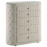 Sonya 5-piece Upholstered Eastern King Bedroom Set Ivory - 360111KE-S5