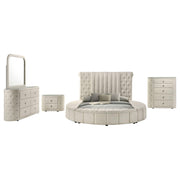 Sonya 5-piece Upholstered Eastern King Bedroom Set Ivory - 360111KE-S5