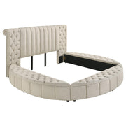 Sonya 5-piece Upholstered Eastern King Bedroom Set Ivory - 360111KE-S5