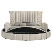 Sonya Upholstered Eastern King Round Storage Bed Ivory - 360111KE