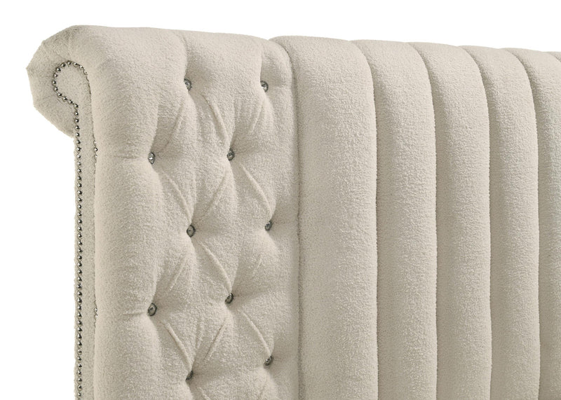 Sonya Upholstered Eastern King Round Storage Bed Ivory - 360111KE
