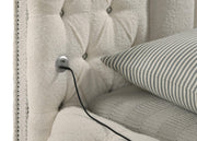 Sonya Upholstered Eastern King Round Storage Bed Ivory - 360111KE
