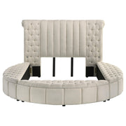 Sonya Upholstered Queen Round Storage Bed Ivory - 360111Q