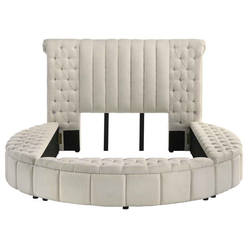 Sonya Upholstered Queen Round Storage Bed Ivory - 360111Q