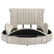 Sonya Upholstered Queen Round Storage Bed Ivory - 360111Q