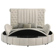Sonya Upholstered Queen Round Storage Bed Ivory - 360111Q
