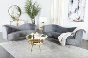 Sophia 2-piece Upholstered Channel Tufted Sofa Set Grey - 506864-S2