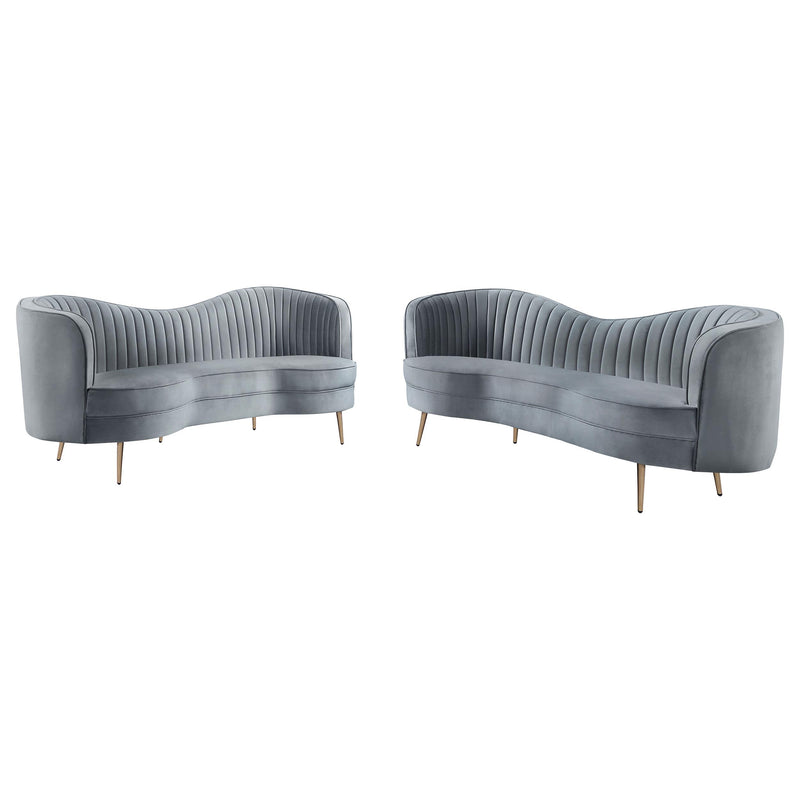 Sophia 2-piece Upholstered Channel Tufted Sofa Set Grey - 506864-S2
