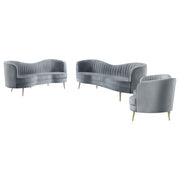 Sophia 3-piece Upholstered Channel Tufted Sofa Set Grey - 506864-S3